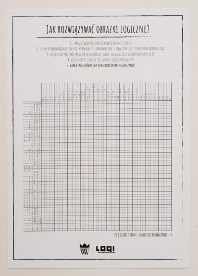 Karta z napisem "Jak rozwiązywać obrazki logiczne?".