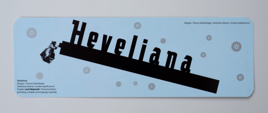 Zakładka do książki Księżyc i Tarcza Sobieskiego. Na środku napis Hevelina.